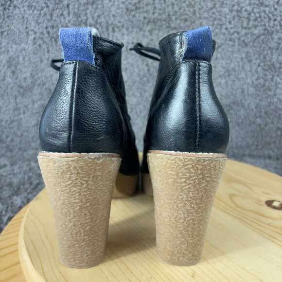 GAP San Francisco Boots Womens Size 10 Black Leather Crepe Sole Chunky Platform - Picture 4 of 9